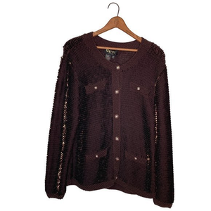 New Vintage 80s Gardy California M Luxe Sequin Embellished Knit Cardigan Sweater